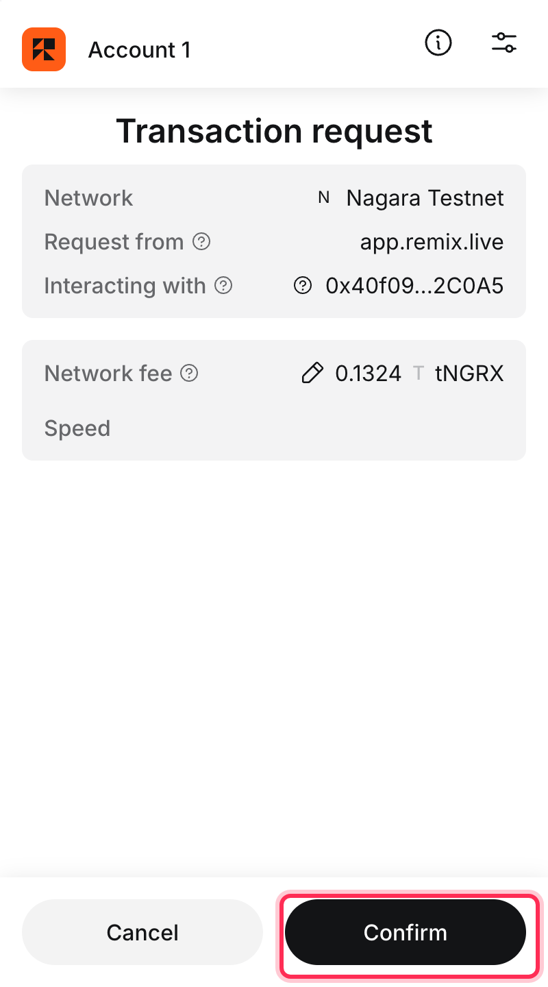 MetaMask transaction request for setMessage